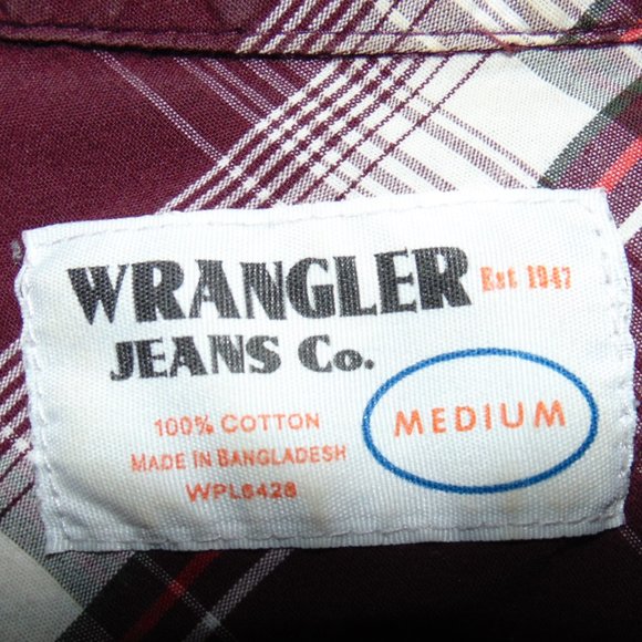 Wrangler Jeans Co Men's Plaid Shirt Sz M Button-Down Long-Sleeve - Picture 2 of 5